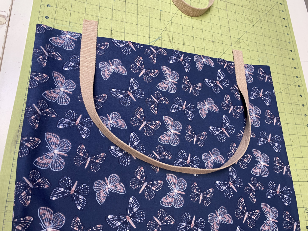 strap placement on tote bag