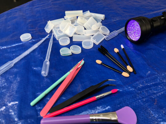 UV Resin jewelry molds, UV Flashlight, and small tools